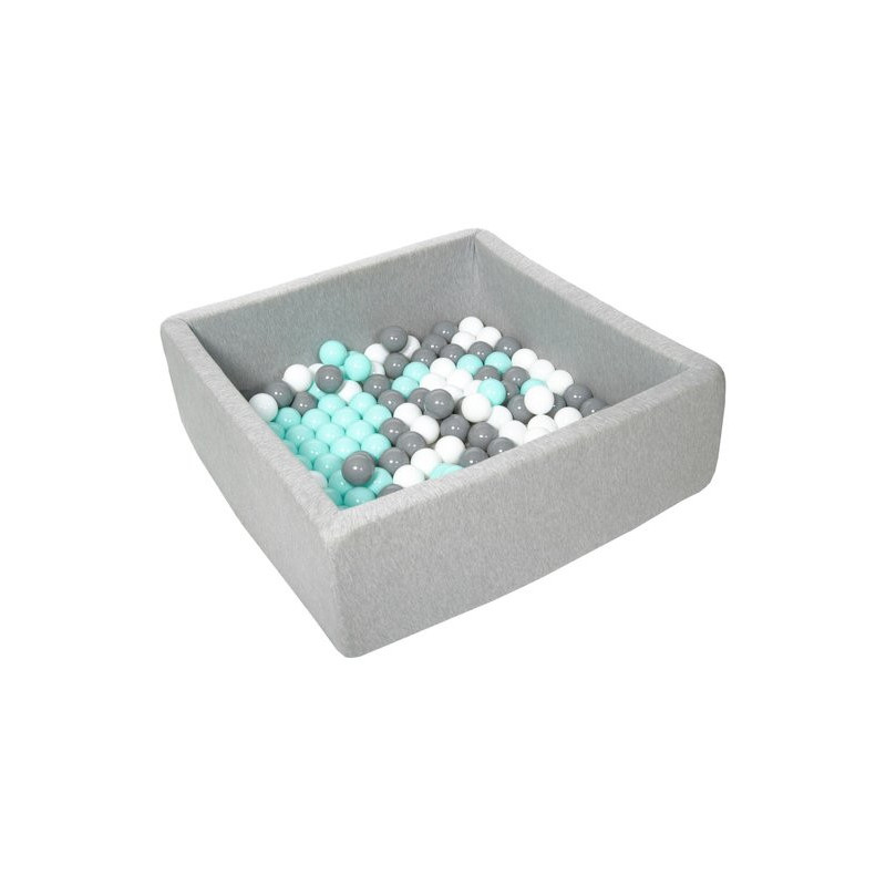 Piscine à balles carré pour bébé avec 150 balles 90x90cm gris clair balles gris et noir