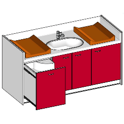 Table à langer avec escalier sur mesure 1 cuve 200 cm
