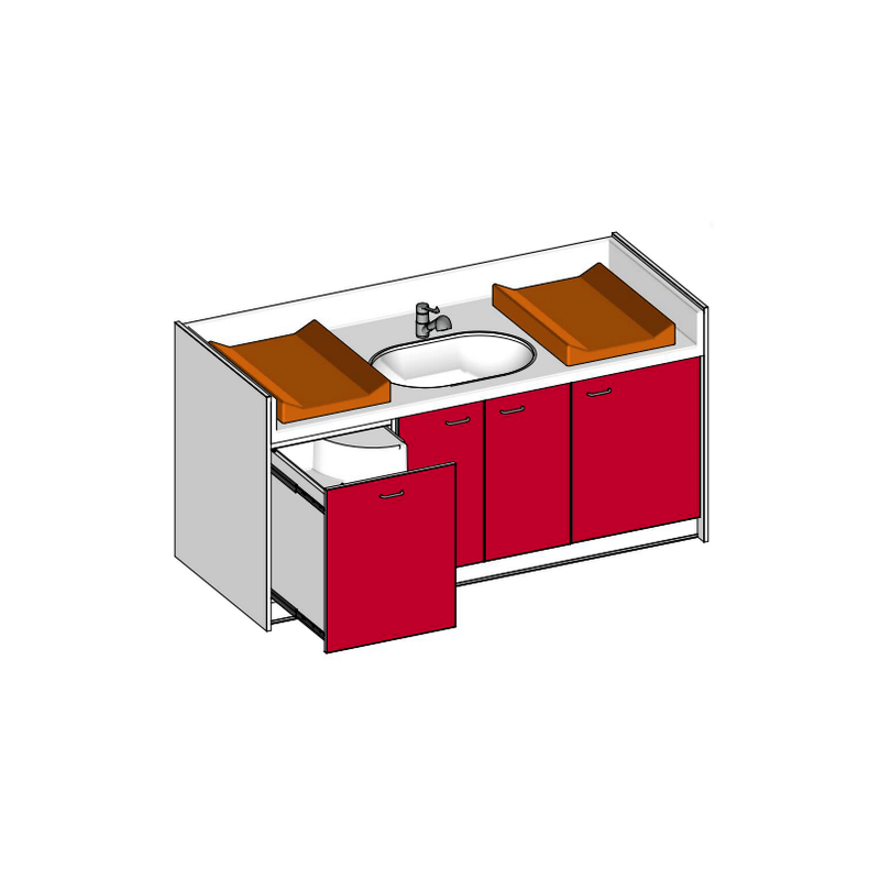 Table à langer avec escalier sur mesure 1 cuve 200 cm