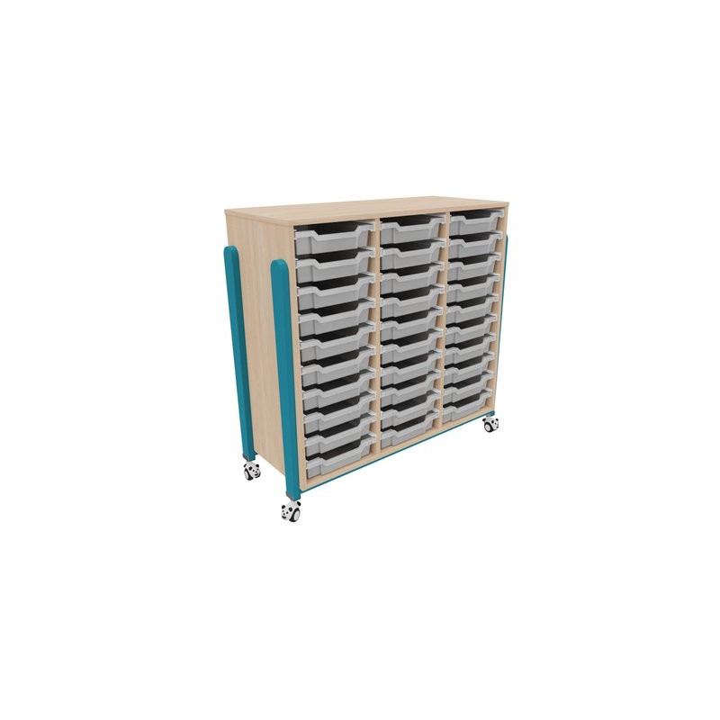 Meuble a roulettes 30 bacs tiroir vernis