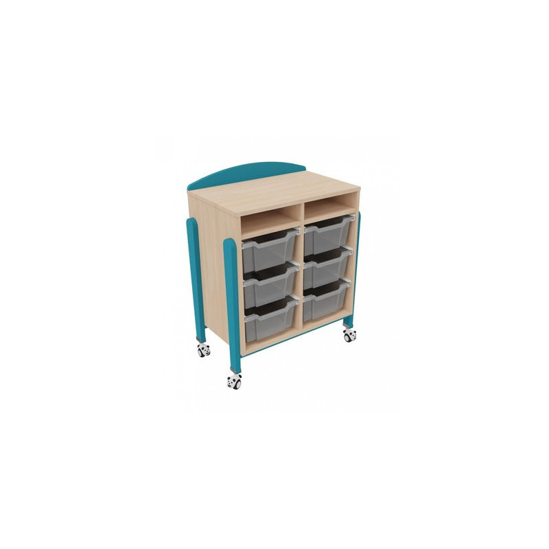 Meuble mobile a roulette 6 bac tiroirs vernis