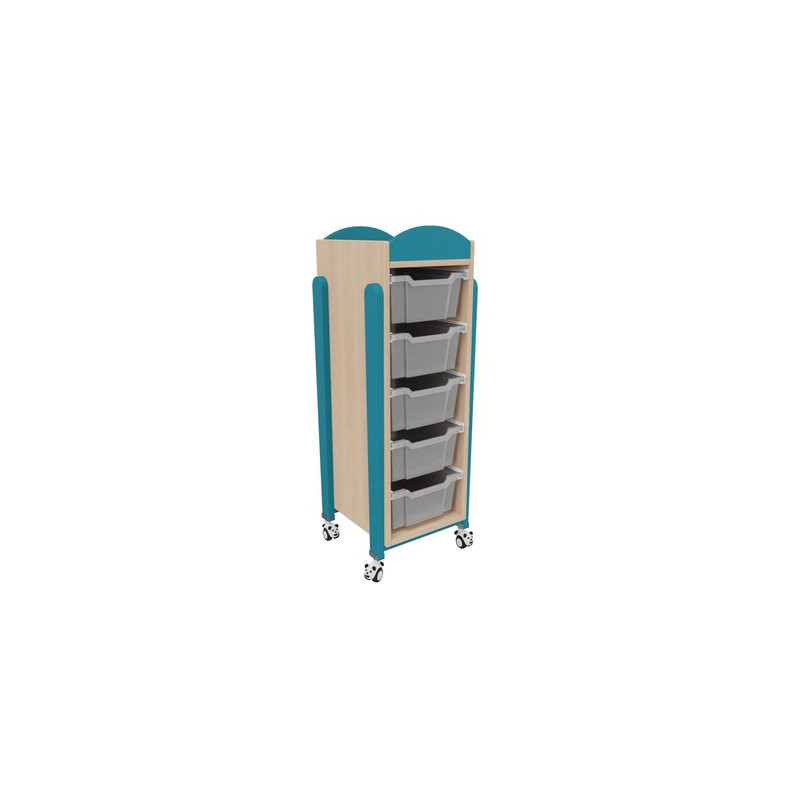 Meuble a roulettes 5 bacs vernis