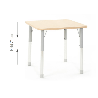Table carrée Oscar 75 x 75 cm réglable en hauteur