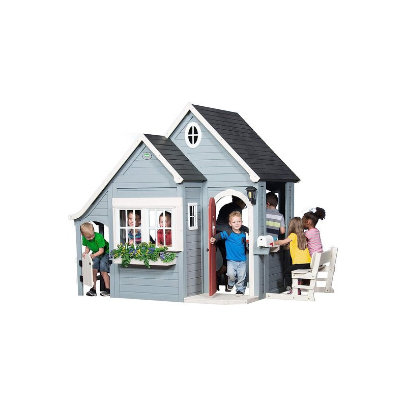 Maison enfant en bois | Maison de jeux pour l'extérieur / jardin | Maisonnette / Cabane de jeu avec cuisine et accessoires EN 71