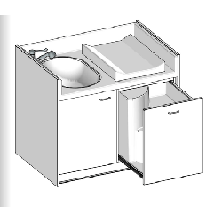 Table à langer 1 cuve-1200 x 850mm