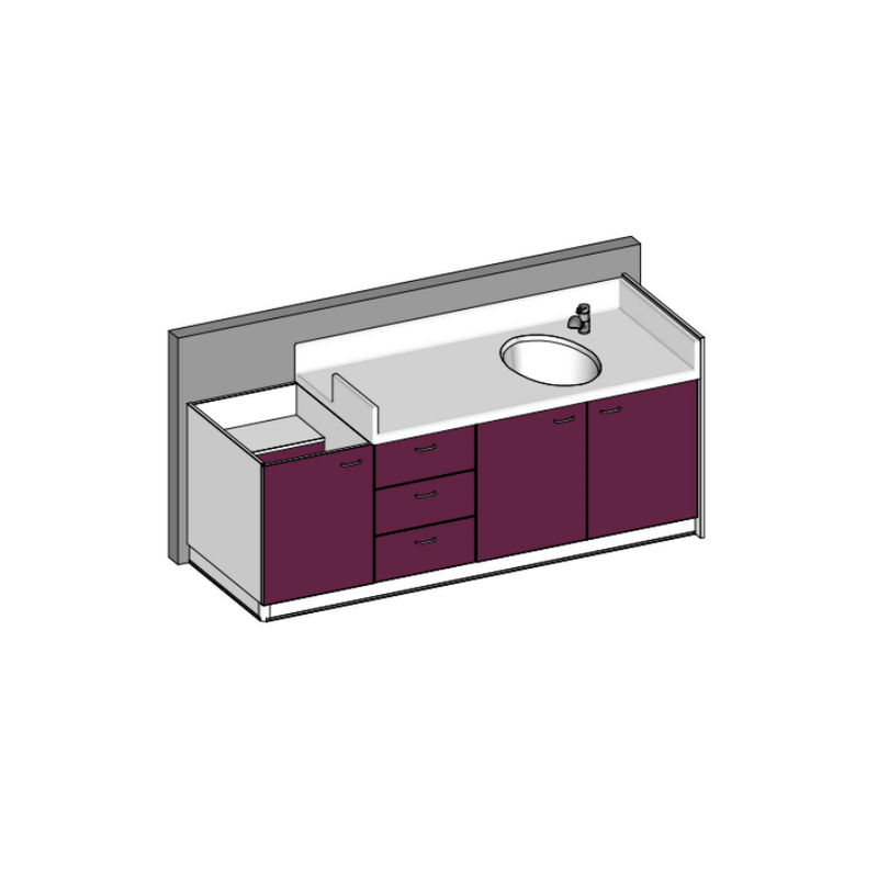 Table à langer 1 baignoire sabot 2350 x 850mm