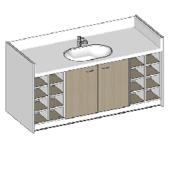 Table à langer sur mesure - 2000 (L) x 850 (Pf)mm + Un robinet douchette à équilibrage de pression DELABIE 2211LEP