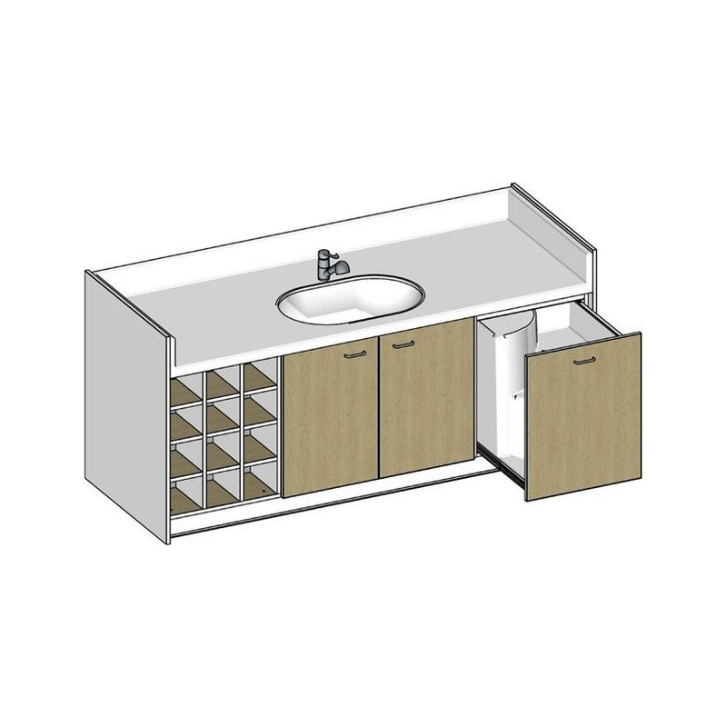 Meuble de change 200 cm casiers