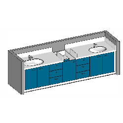 Meuble de change 2 cuves - 3440 x 700mm