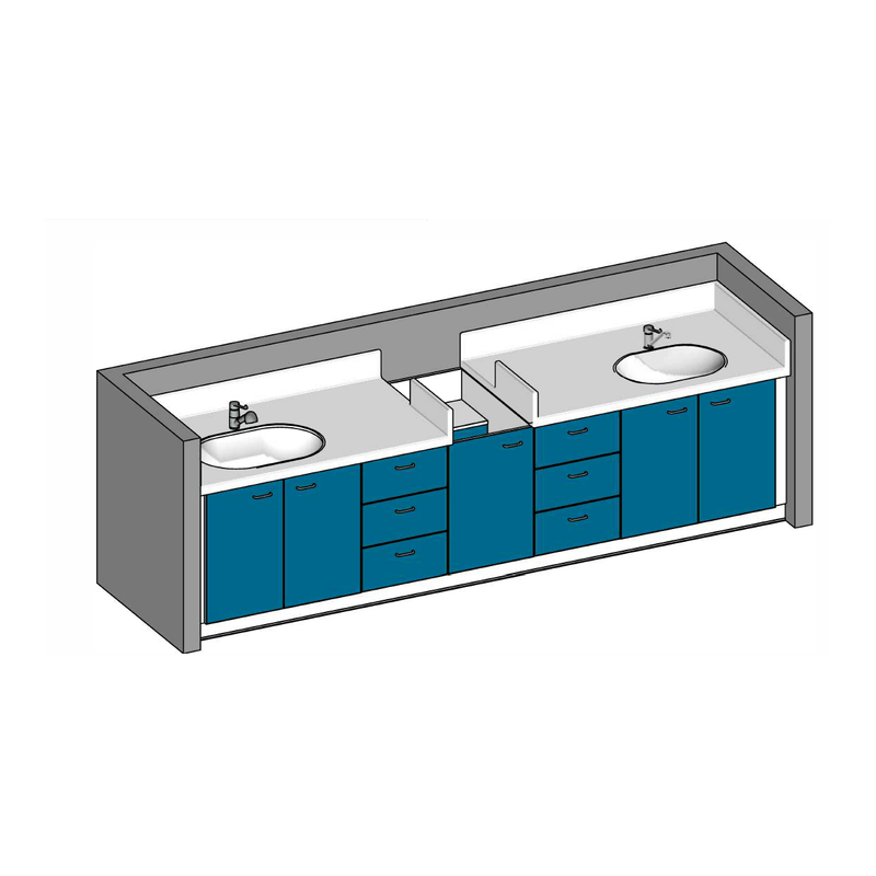 Meuble de change 2 cuves - 3440 x 700mm