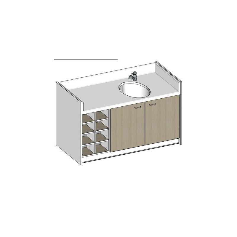 Meuble de change 1 baignoire, 8 casiers - 169 cm x 85 cm