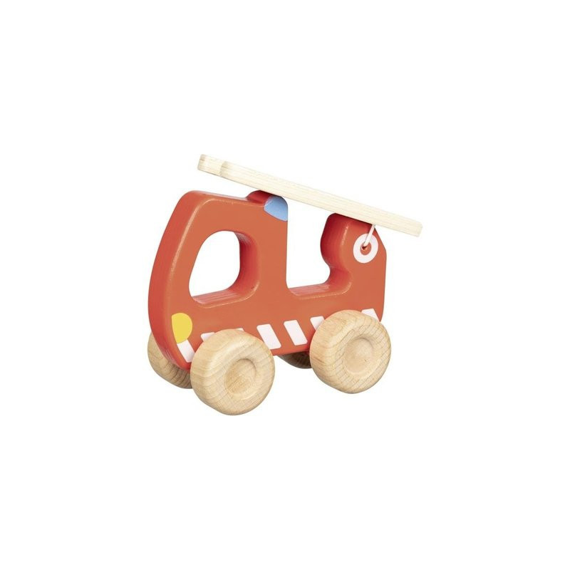 Camion de pompiers avec échelle en bois