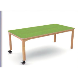 Table en bois à roulettes 120 x 60 cm T3 - Naturel