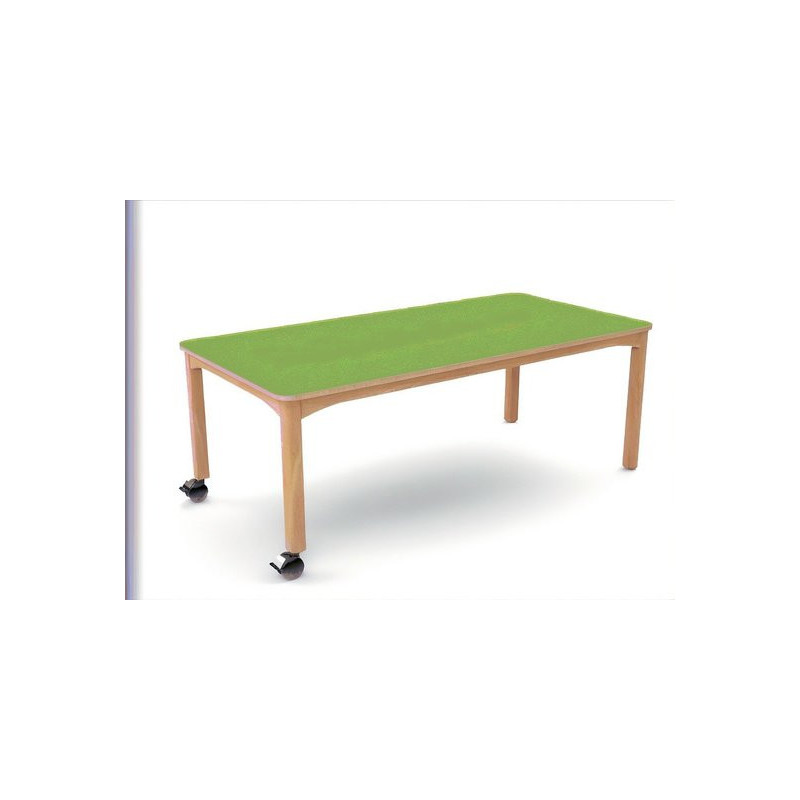 Table en bois à roulettes 120 x 60 cm T3 - Naturel
