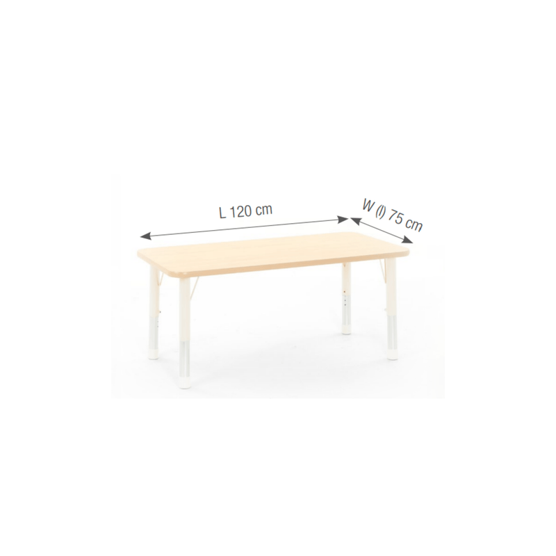 Rectangular Table Owlaf 120 x 75 cm. incl. height-adjustable metal legs (beige) - HPL surface