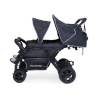 Quadruple Stroller - 4 Children - Black + Rain Cover + Sun Canopies