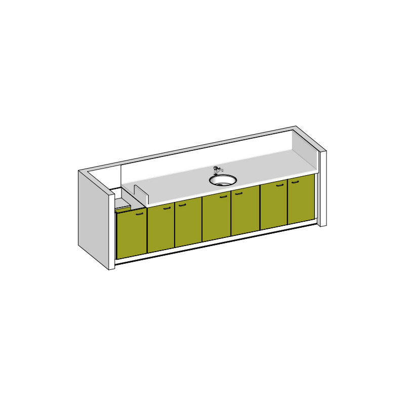 Table à langer avec cuve - 3370 x 850 mm