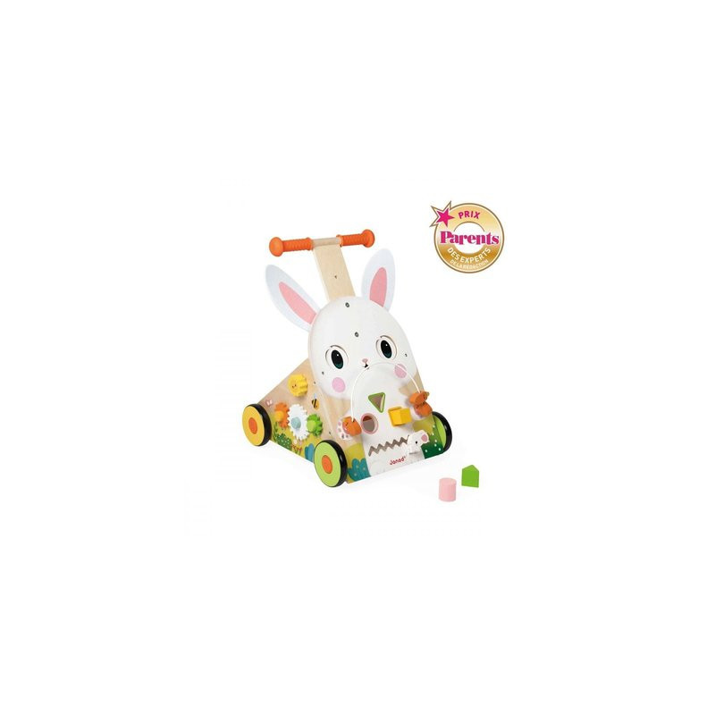 Chariot de marche Multi-Activités Lapin en bois
