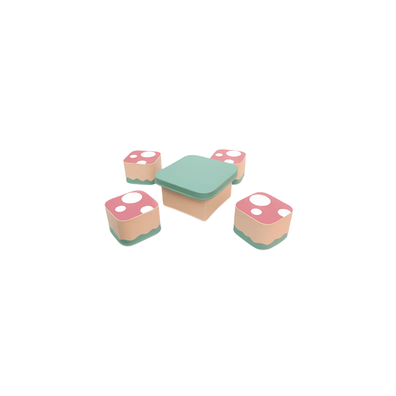 Ensemble de table et tabourets champignons