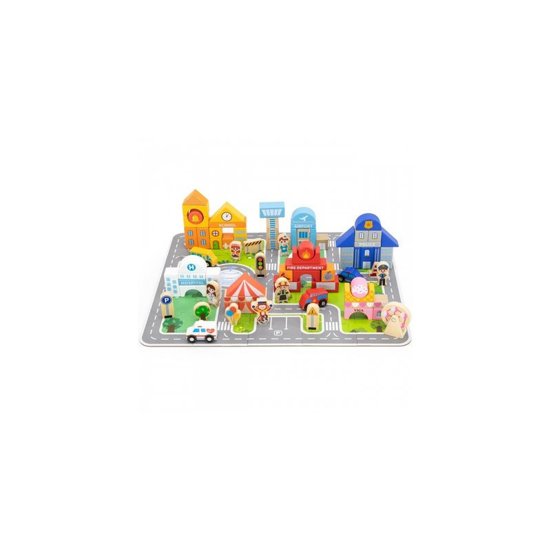 blocs à empiler 100 pièces + tapis la ville