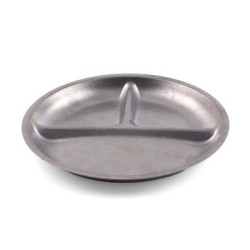 Assiette ronde 3 compartiments - Inox micro-ondable