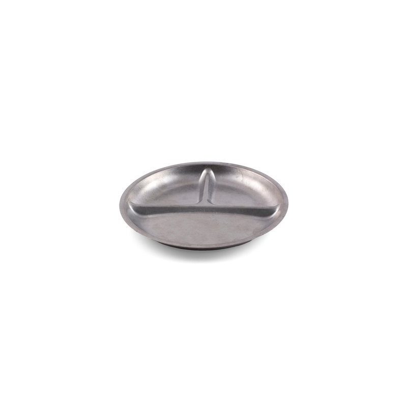 Assiette ronde 3 compartiments - Inox micro-ondable