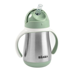 Tasse en inox avec paille 250 ml - Vert sauge