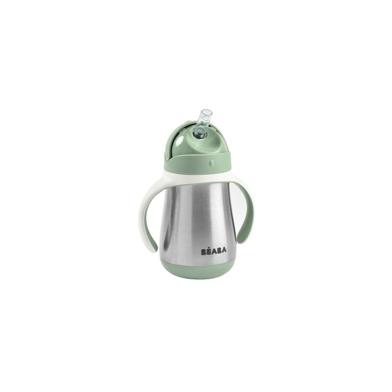 Tasse en inox avec paille 250 ml - Vert sauge