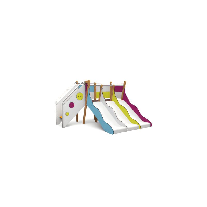 Structure de jeux 3 toboggans - Tobo'Gliss fixations courtes