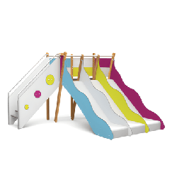 Structure de jeux 3 toboggans H 114 cm - Tobo'Gliss fixations courtes