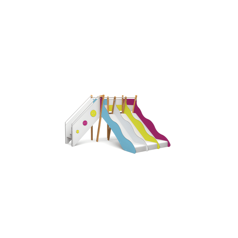 Structure de jeux 3 toboggans H 114 cm - Tobo'Gliss fixations courtes