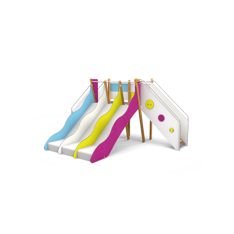 Structure de jeux évolutif 3 toboggans H 114 cm - Tobo'Gliss fixations courtes