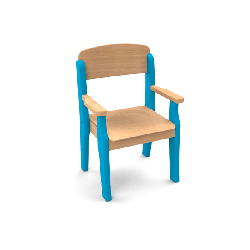 Fauteuil enfant en bois avec accoudoir t1 h.26cm vernis