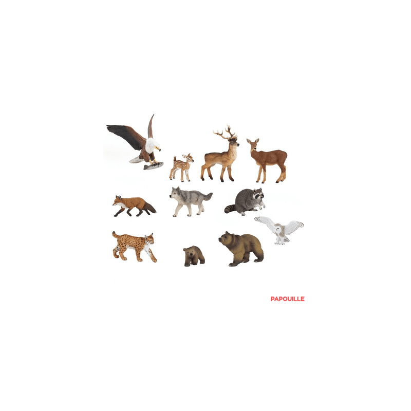 Lot de 11 animaux de la foret (figurines papo)