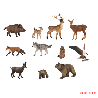 Lot de 11 animaux de la foret (figurines papo)