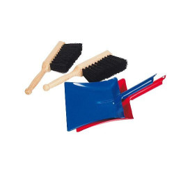 Pelle en métal avec 1 balayette en poils pour enfant