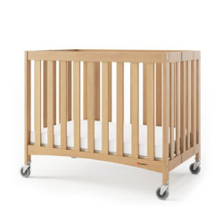 Lit en bois pliable à roulettes - avec matelas 5 cm