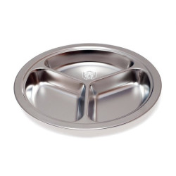 Assiette ronde 3 compartiments en inox
