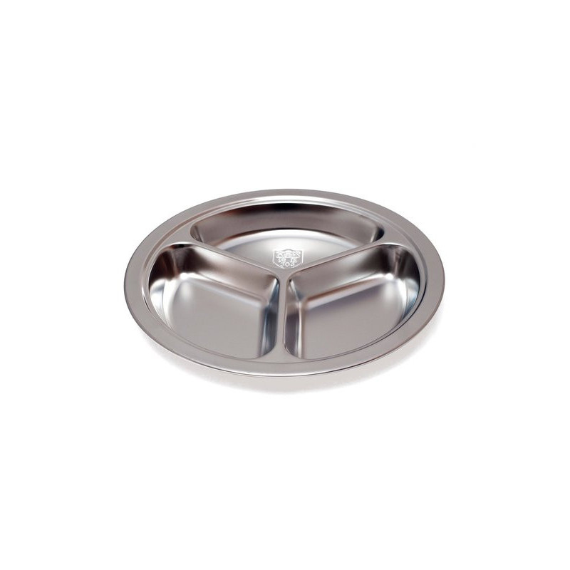 Assiette ronde 3 compartiments en inox
