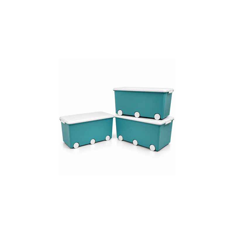 Lot de 3 coffres de rangement 42L  - 58 x 36 x 31 cm - Playbox Vert